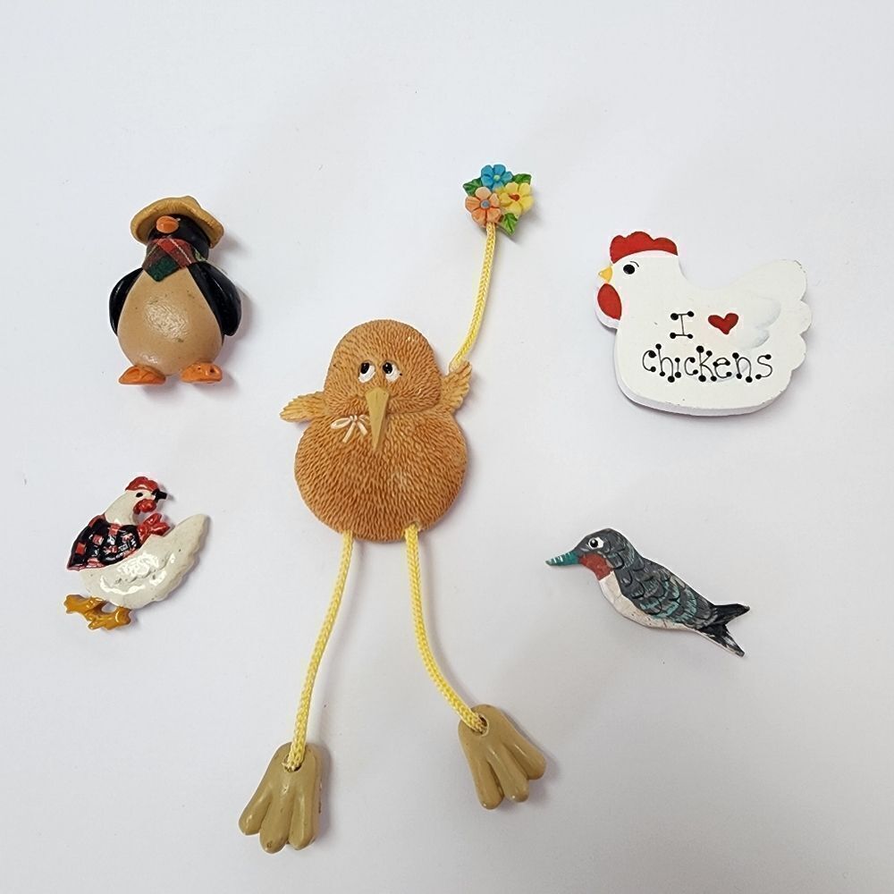 Set Of 5 Various Bird Refrigerator Magnets